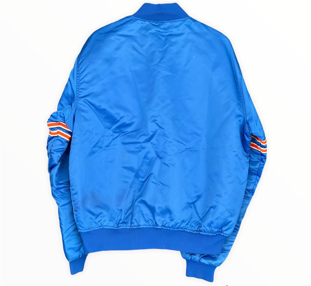 Satin Blue and Orange Denver Broncos Jacket - Jackets Masters