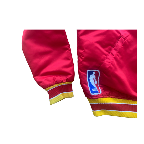 Starter Atlanta Hawks NBA satin bomber jacket red/ yellow Size Large