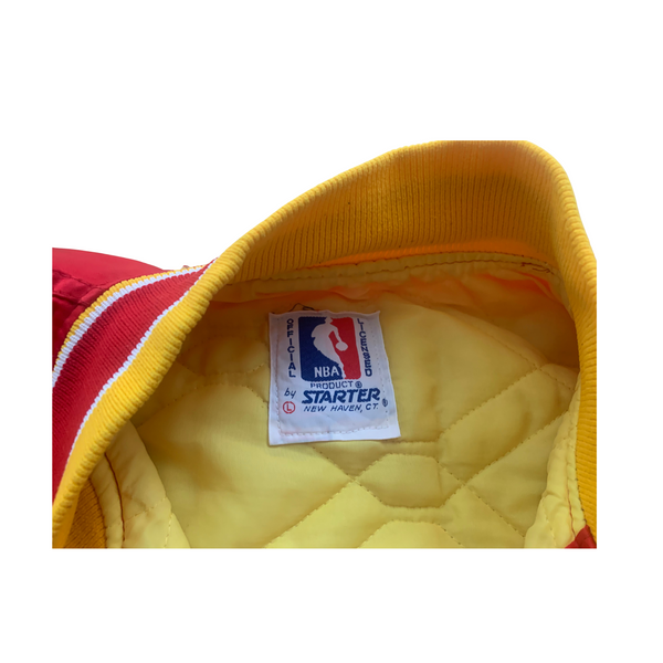 Starter Atlanta Hawks NBA satin bomber jacket red/ yellow Size Large