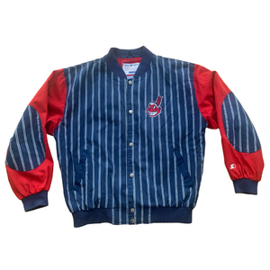 Starter Cleveland Indians pinstripes logo MLB jacket Blue/Red Size Medium