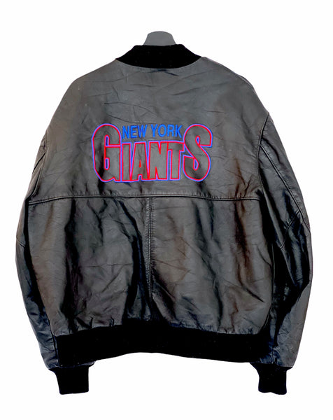 De Long New York Giants Bomber leather jacket Black Size Medium freeshipping - Unique Pieces Vintage