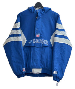 Starter Detroit Lions Half Zip puffer jacket warm up blue/ grey white white Size XLarge