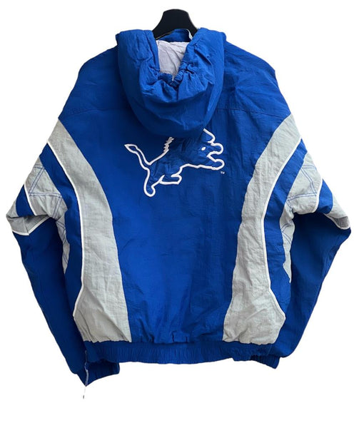 Starter Detroit Lions Half Zip puffer jacket warm up blue/ grey white white Size XLarge