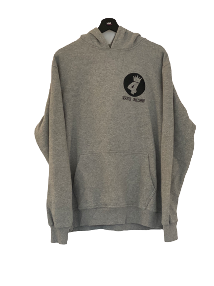 4 Kings Logo Backprint Hoodie Sweatshirt grey Large freeshipping - Unique Pieces Vintage
