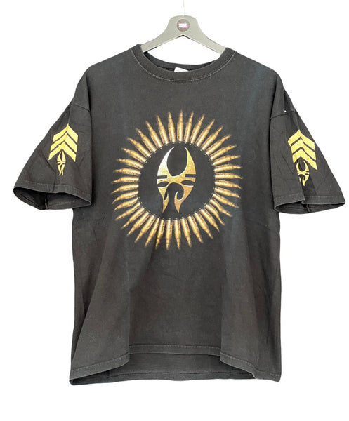 Soulfly Frontlines Metal band Shirt T Shirt Tee Frontprint back Black wash Large