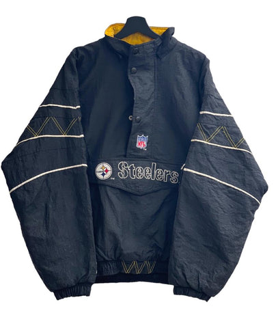Starter Pittsburgh Steelers NFL Half Zip puffer jacket warm up black Size Large