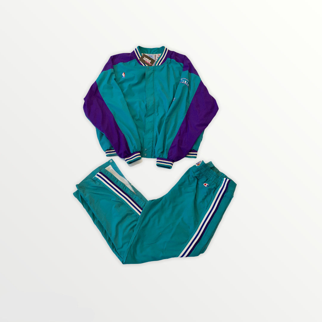 Champion Charlotte Hornets NBA Warm Up Suit turquoise purple Size XXlarge freeshipping - Unique Pieces Vintage