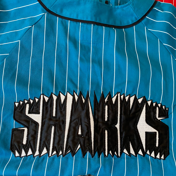 Starter San Jose Sharks striped Baseball Jersey NHL turquoise  Large freeshipping - Unique Pieces Vintage