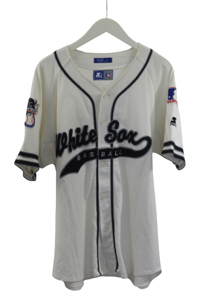 Starter Chicago White Sox spell out Big Logo Jersey MLB Weiss Schwarz Large freeshipping - Unique Pieces Vintage