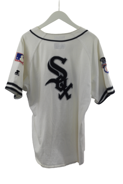 Starter Chicago White Sox spell out Big Logo Jersey MLB Weiss Schwarz Large freeshipping - Unique Pieces Vintage