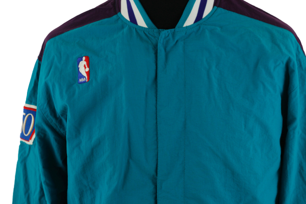 Mitchell & Ness Charlotte Hornets Jacket Warm Up Turquise purple  Medium freeshipping - Unique Pieces Vintage