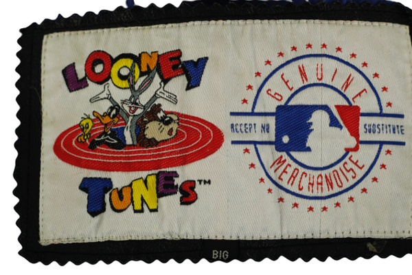 Looney Tunes Toronto Blue jays MLB leather jacket Black/ Blue Large freeshipping - Unique Pieces Vintage