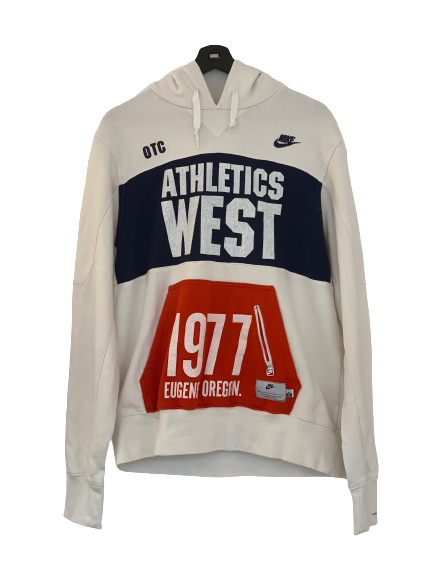 Nike Athletics WEST Spell out Big Logo 1977 Hoodie White Medium freeshipping - Unique Pieces Vintage