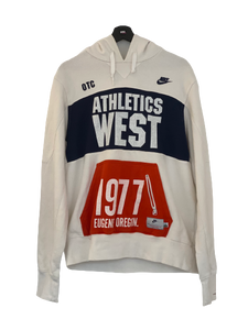 Nike Athletics WEST Spell out Big Logo 1977 Hoodie White Medium freeshipping - Unique Pieces Vintage