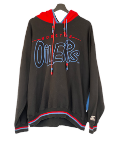 Starter Houston Oilers Sweater hoodie spell out NFL Black size Large freeshipping - Unique Pieces Vintage
