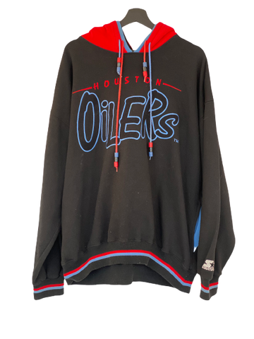 Starter Houston Oilers Sweater hoodie spell out NFL Black size Large freeshipping - Unique Pieces Vintage