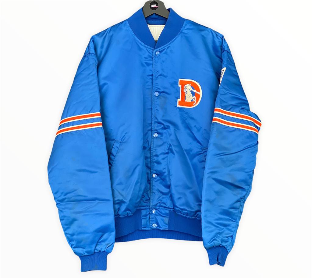 Starter Denver Broncos Satin Bomber Jacket NFL Pro Line blue orange Large