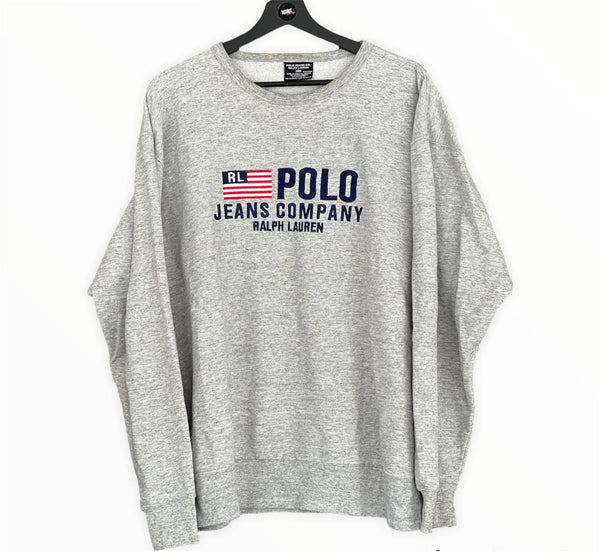 Ralph Lauren Polo  jeans sweater Big RL Flag Logo grau Medium
