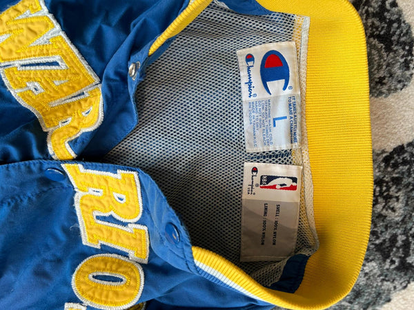 Champion Golden State Warriors NBA Warm up jacket Blue/ yellow white Large
