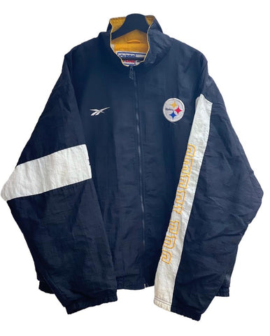 Reebok Pittsburgh Steelers NFL warm up jacket  black white Size Large