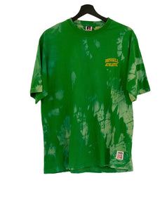 Russel Athletics Logo stitched TIE DYE DIY Tee T-Shirt green / yellow Size Medium freeshipping - Unique Pieces Vintage