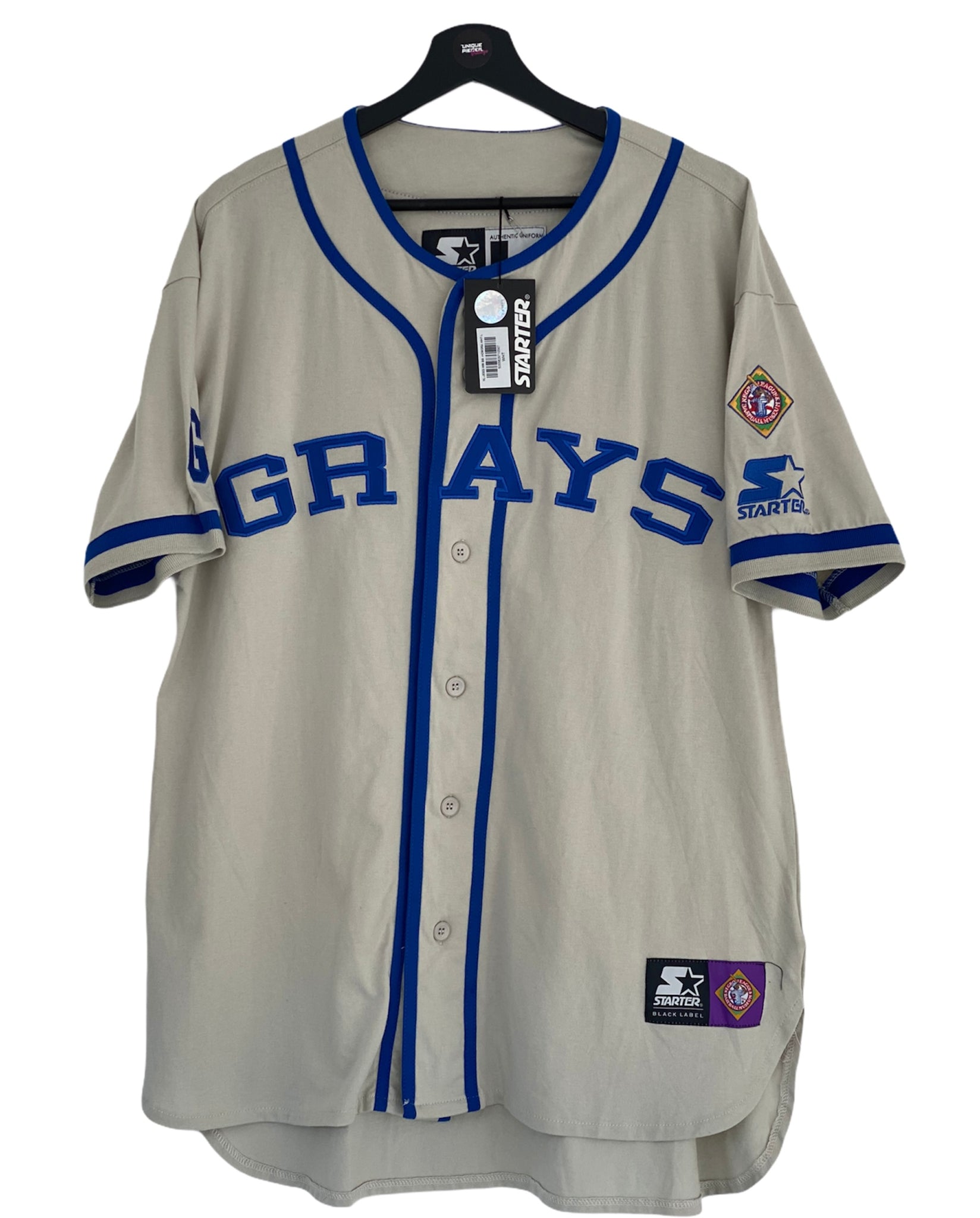 Starter Homestead Grays negro league spell out jersey MLB grey/ blue Large freeshipping - Unique Pieces Vintage