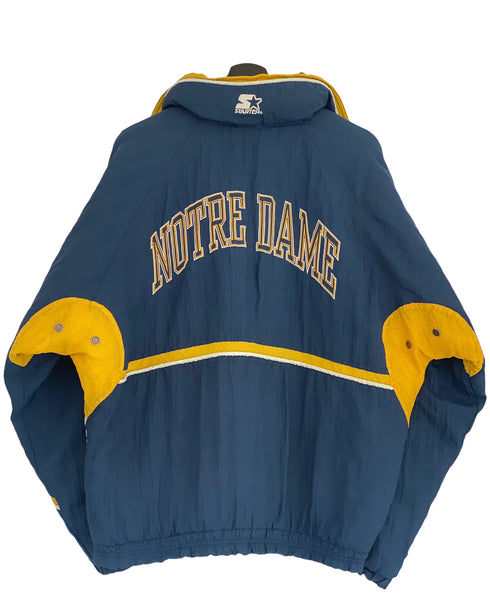 Starter Notre Dame  Zip puffer jacket warm up blue/ yellow Size Medium freeshipping - Unique Pieces Vintage