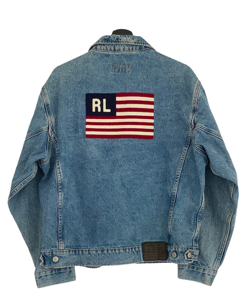 Ralph Lauren Polo RL Flag Logo embroidered jeans jacket Blue Size medium freeshipping - Unique Pieces Vintage