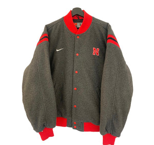 Nike Team Nebraska College baseball wool jacket  grey/ red Size Large freeshipping - Unique Pieces Vintage
