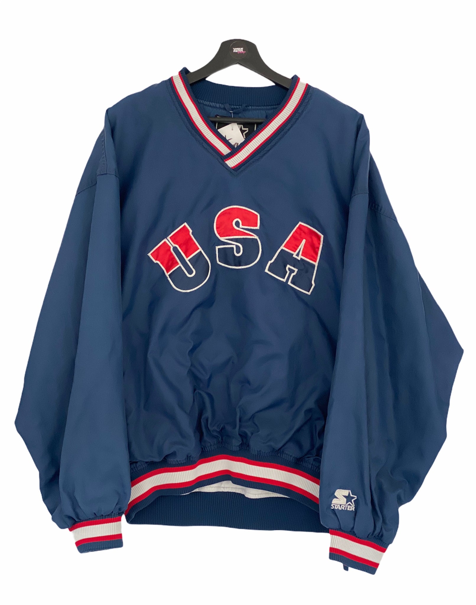 Starter Team USA Olympic Dream Team sweater warm up blue/ red white  XLarge
