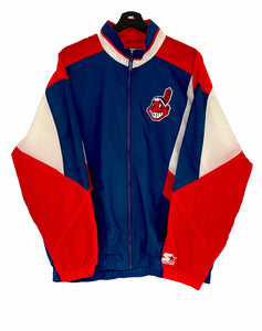 Starter Cleveland Indians Windbreaker MLB stitched Logo blue-red large freeshipping - Unique Pieces Vintage