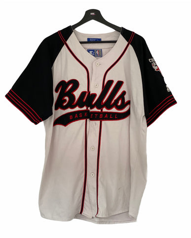Starter Chicago Bulls spell out Baseball Jersey NBA white/ black large freeshipping - Unique Pieces Vintage