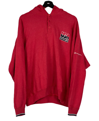 Champion DREAM TEAM USA Sleeve C 1/4 Zip Hoodie Sweatshirt Red Size Large