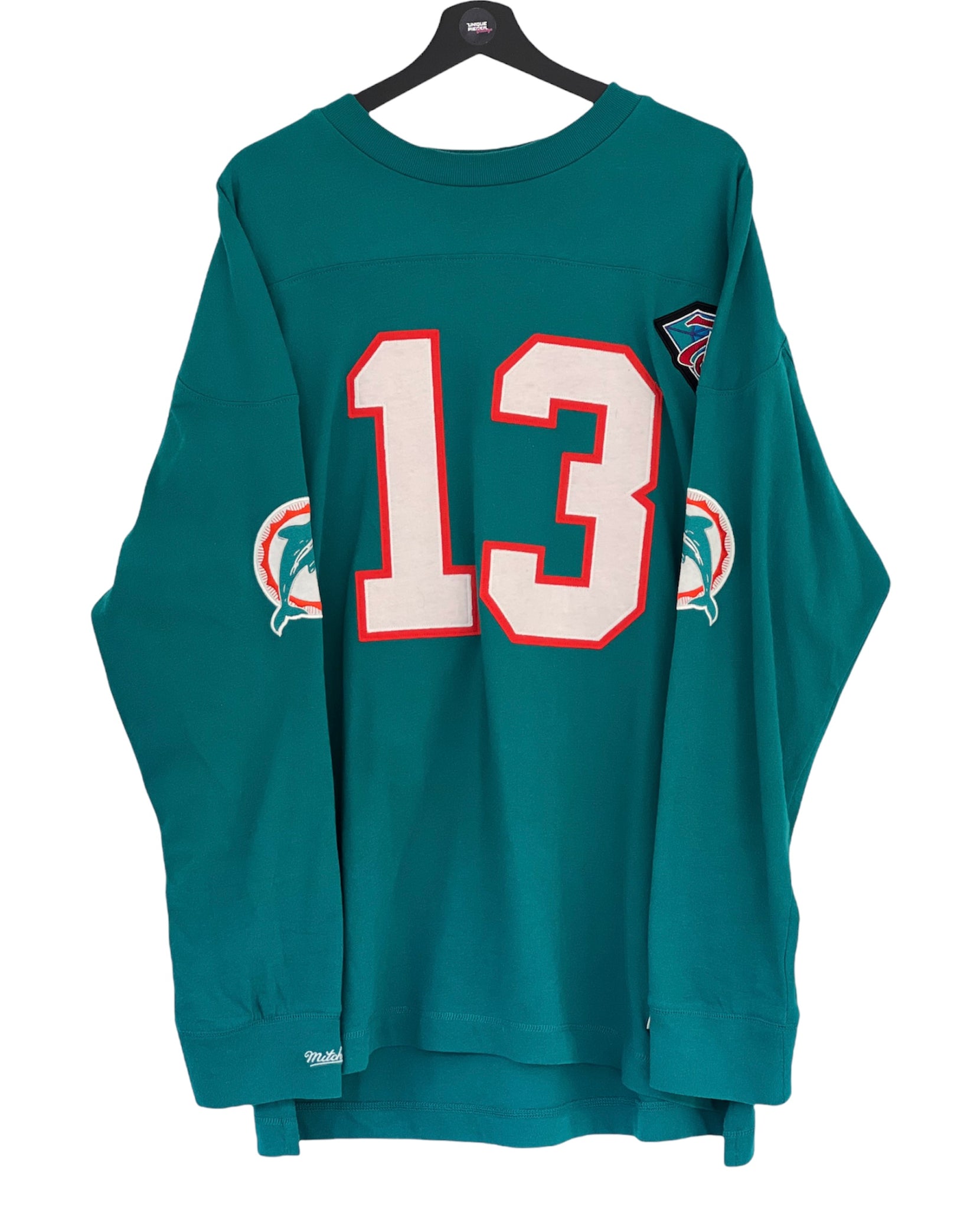 Mitchell & Ness long Miami Dolphins long sleeve stitched sweater turquoise Xlarge