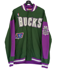 Mitchell & Ness Milwaukee Bucks Jacket Warm Up green purple XXLarge
