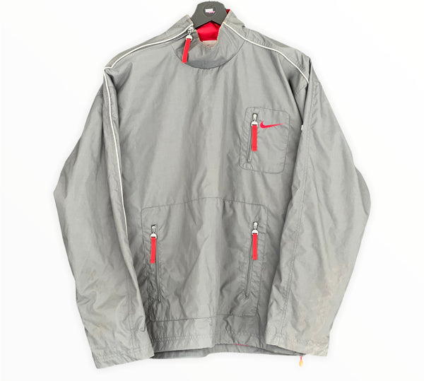 Nike warm up zip jacket small swoosh Y2k grey red small