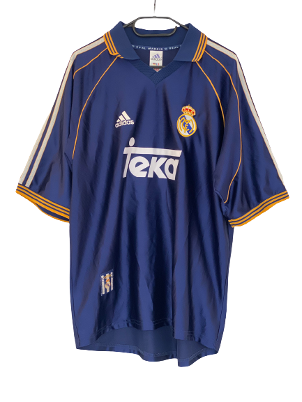 Adidas Real Madrid 3rd 98-99 Soccer jersey custom Blue Large freeshipping - Unique Pieces Vintage