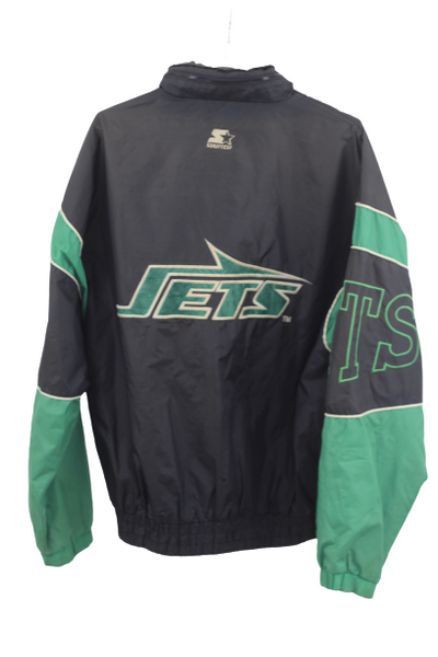 Starter New York Jets Windbreaker NFL stiched Jets Logo Black Green Medium freeshipping - Unique Pieces Vintage