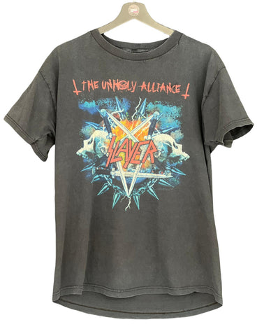 Slayer Metal band Shirt T Shirt Tee Frontprint back Black wash medium
