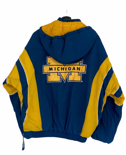 Starter Michigan Wolverine NCAA Half Zip Warm Up Blue/ Yellow Large freeshipping - Unique Pieces Vintage