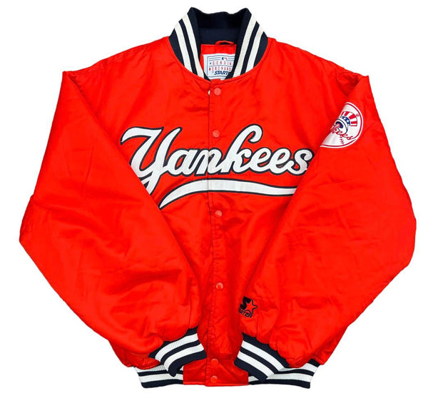 Starter New York Yankees orange Y2K Satin Bomber Jacket MLB medium