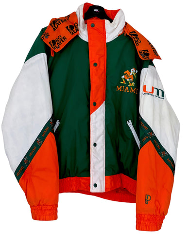 Pro Player Miami Hurricanes Canes  NCAA Down jacket green/ orange- white  Large