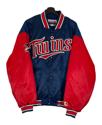 Starter Minnesota Twins Satin varsity satin jacket MLB Blue red Size Large freeshipping - Unique Pieces Vintage