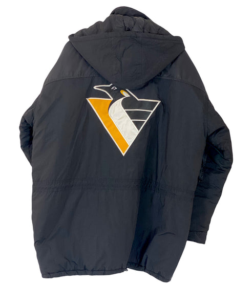 Starter Pittsburgh Penguins NHL Long jacket Parka Big Logo Black  XLarge freeshipping - Unique Pieces Vintage