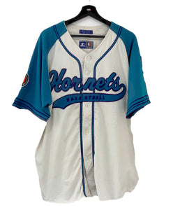 Starter Charlotte Hornets NBA Spell out Baseball Jersey white/ turquoise XLarge freeshipping - Unique Pieces Vintage