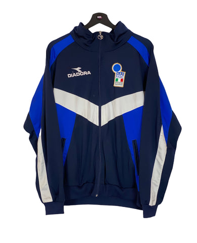 Diadora Original Italia soccer track top jacket 90´s  blue white Size Large freeshipping - Unique Pieces Vintage