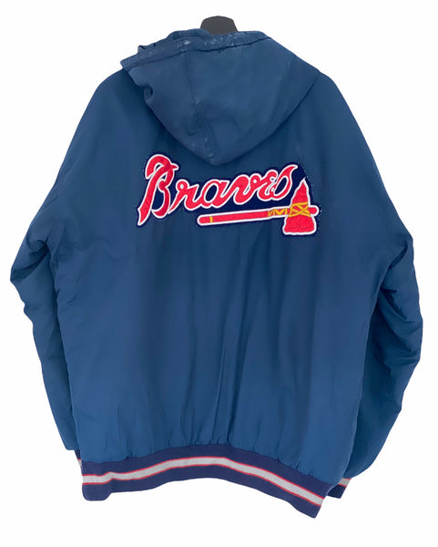 Starter Atlanta Braves puffer jacket MLB embroidered Logo Blue/ red white XLarge freeshipping - Unique Pieces Vintage