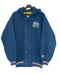 Starter Notre Dame Fighting Irish puffer jacket embroidered Logo Blue medium freeshipping - Unique Pieces Vintage