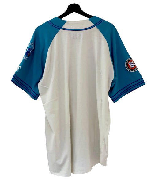Starter Charlotte Hornets NBA Spell out Baseball Jersey white/ turquoise XLarge freeshipping - Unique Pieces Vintage