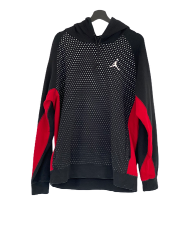 Nike Jordan Hoodie Dots Jumpman Logo Black Red XLarge freeshipping - Unique Pieces Vintage